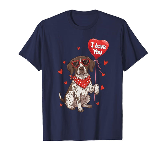 German Shorthaired Pointer Valentine Heart I Love You Dog T-Shirt