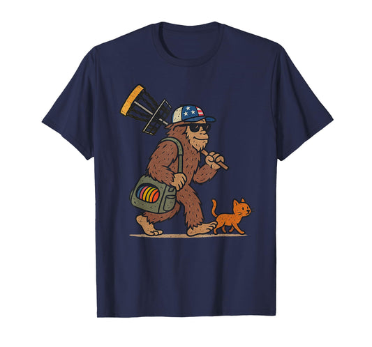 Sasquatch Disc Golfer Funny Cat Disc Golf T-Shirt