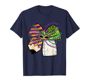 Coquette Bow Pencil Mask Beads Mardi Gras Teacher Krewe Cute T-Shirt