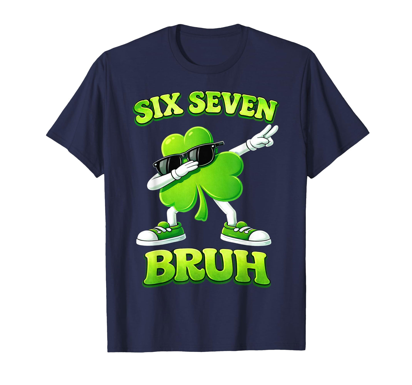 St Patricks Day Six Seven Bruh 6 7 Meme Shamrock Kids Boys T-Shirt