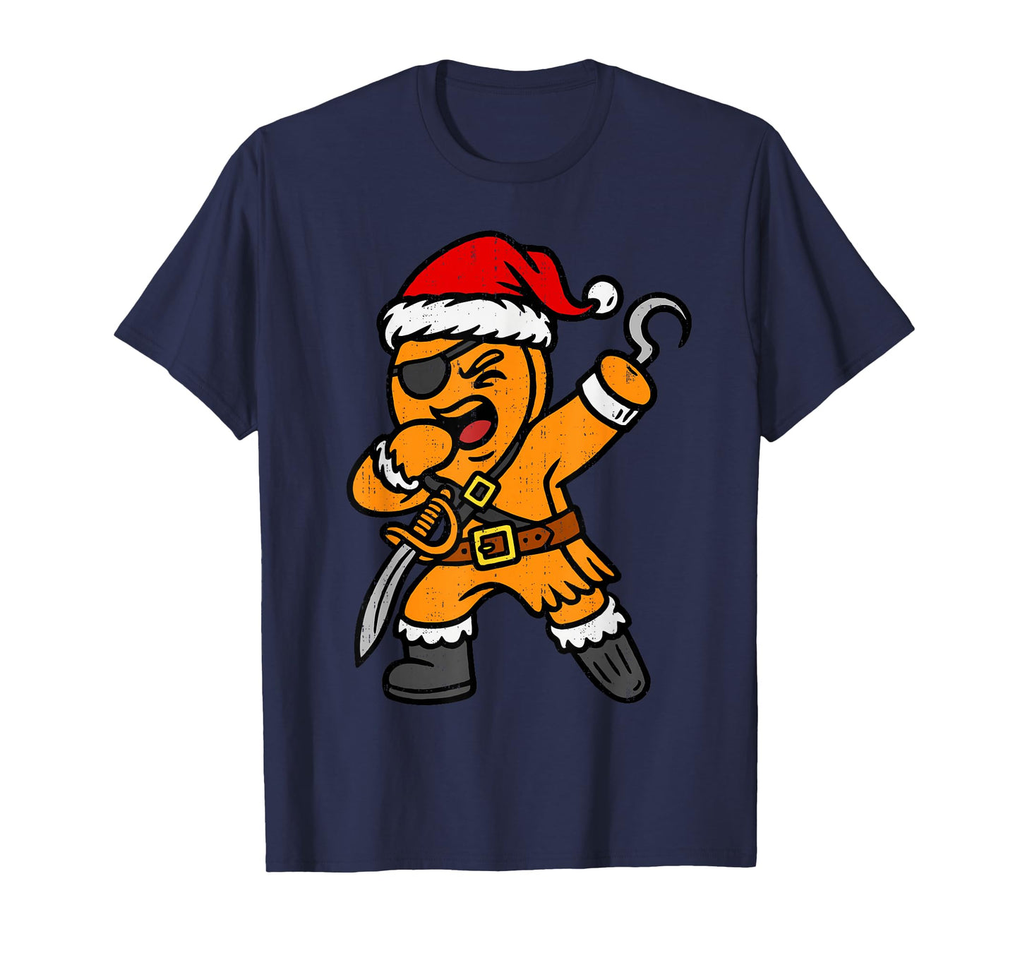 Dabbing Gingerbread Pirate Santa Christmas Dab Teen Boys Kid T-Shirt