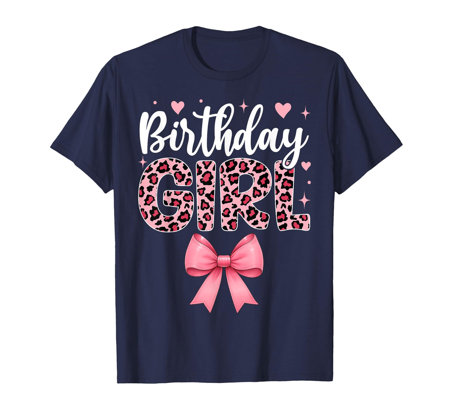 Coquette Bow Leopard Birthday Girl T-Shirt