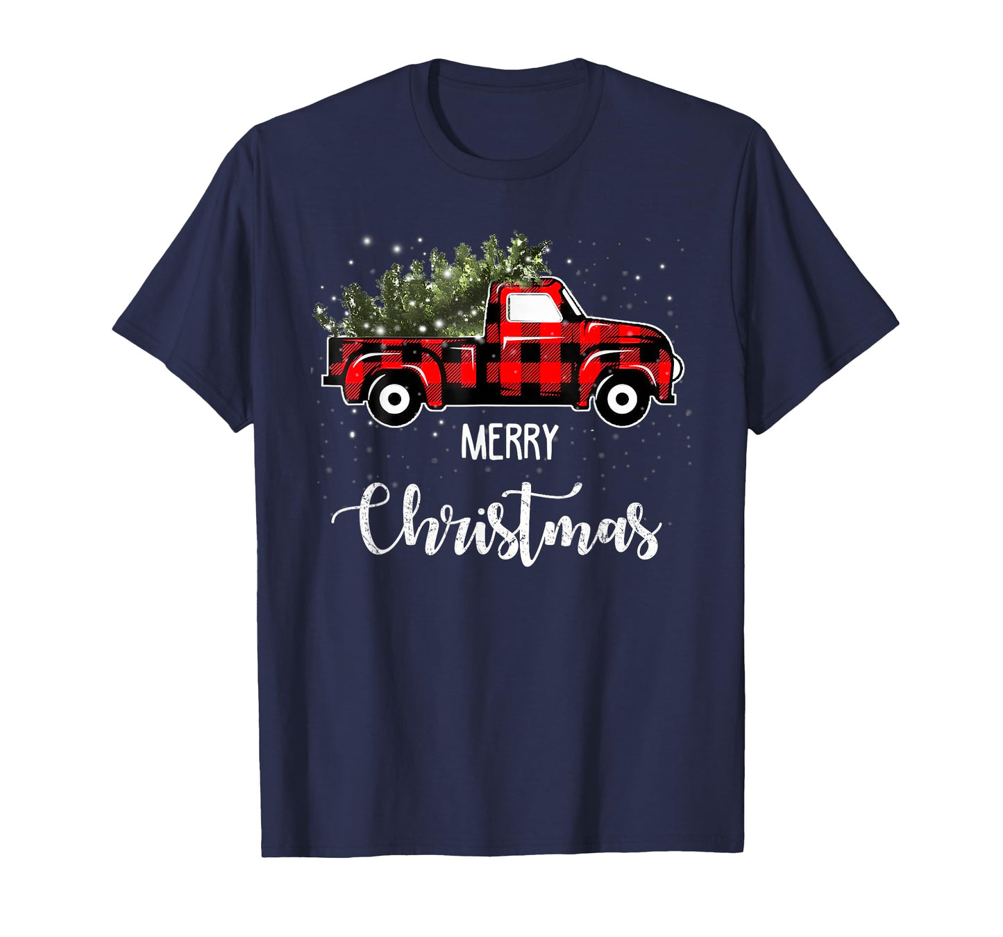 Vintage Wagon Red Truck Christmas Tree Pajama Family Xmas T-Shirt