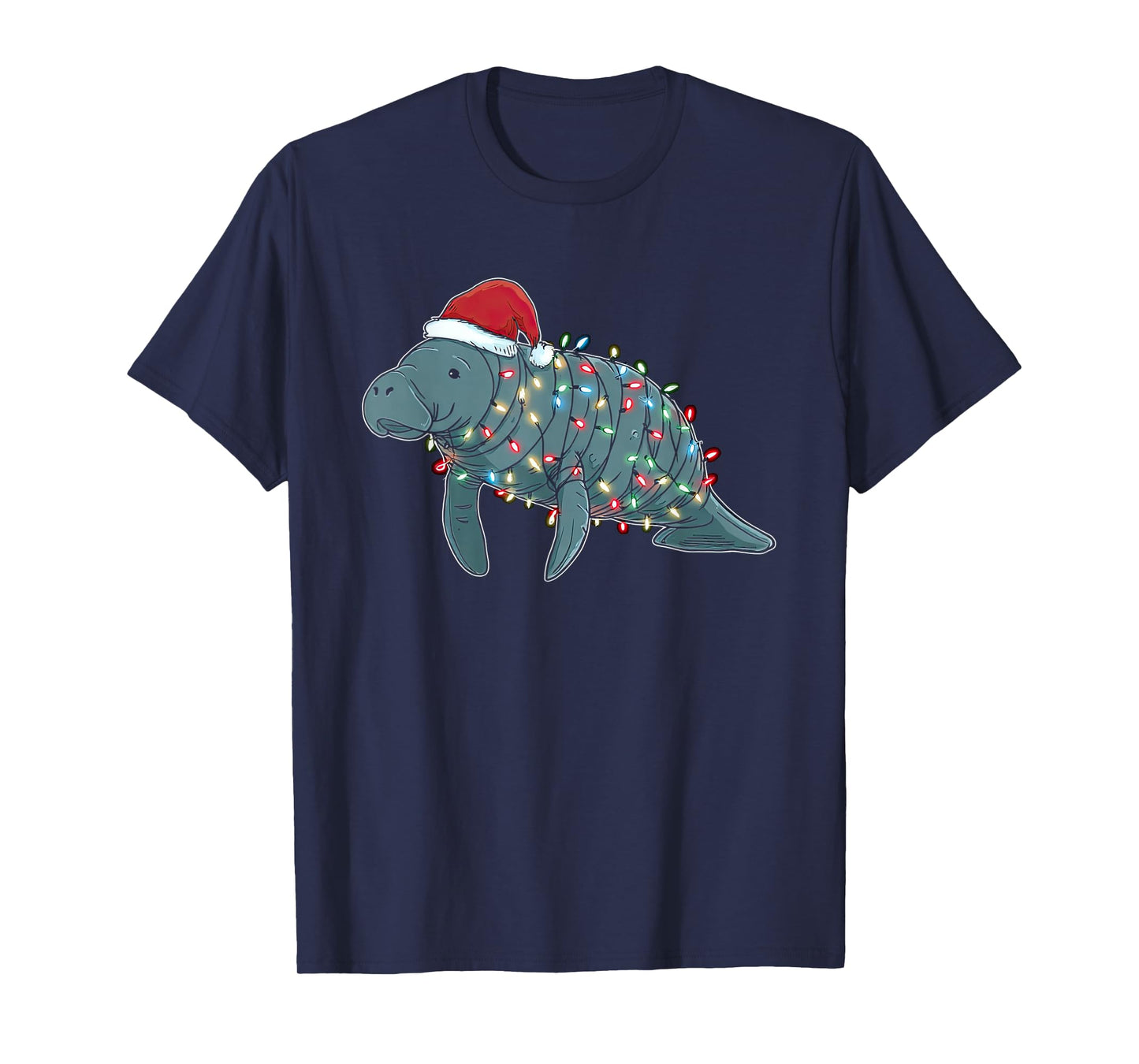 Funny Manatee Christmas Graphics Animal Lights Lover T-Shirt