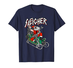 Ugly Christmas Sweater Sleigher Heavy Metal Santa Xmas T-Shirt