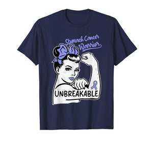 Womens Stomach Cancer Awareness Warrior Ribbon Periwinkle T-Shirt