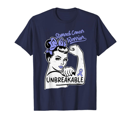 Womens Stomach Cancer Awareness Warrior Ribbon Periwinkle T-Shirt