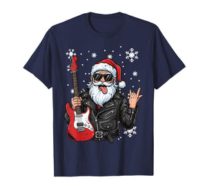 Christmas Santa Rock Hand Guitar Rocker Xmas Men Boys Kids T-Shirt