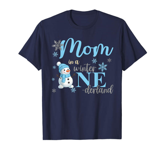 Mom in A Winter Onederland Birthday Boy Girl Cute Snowman T-Shirt