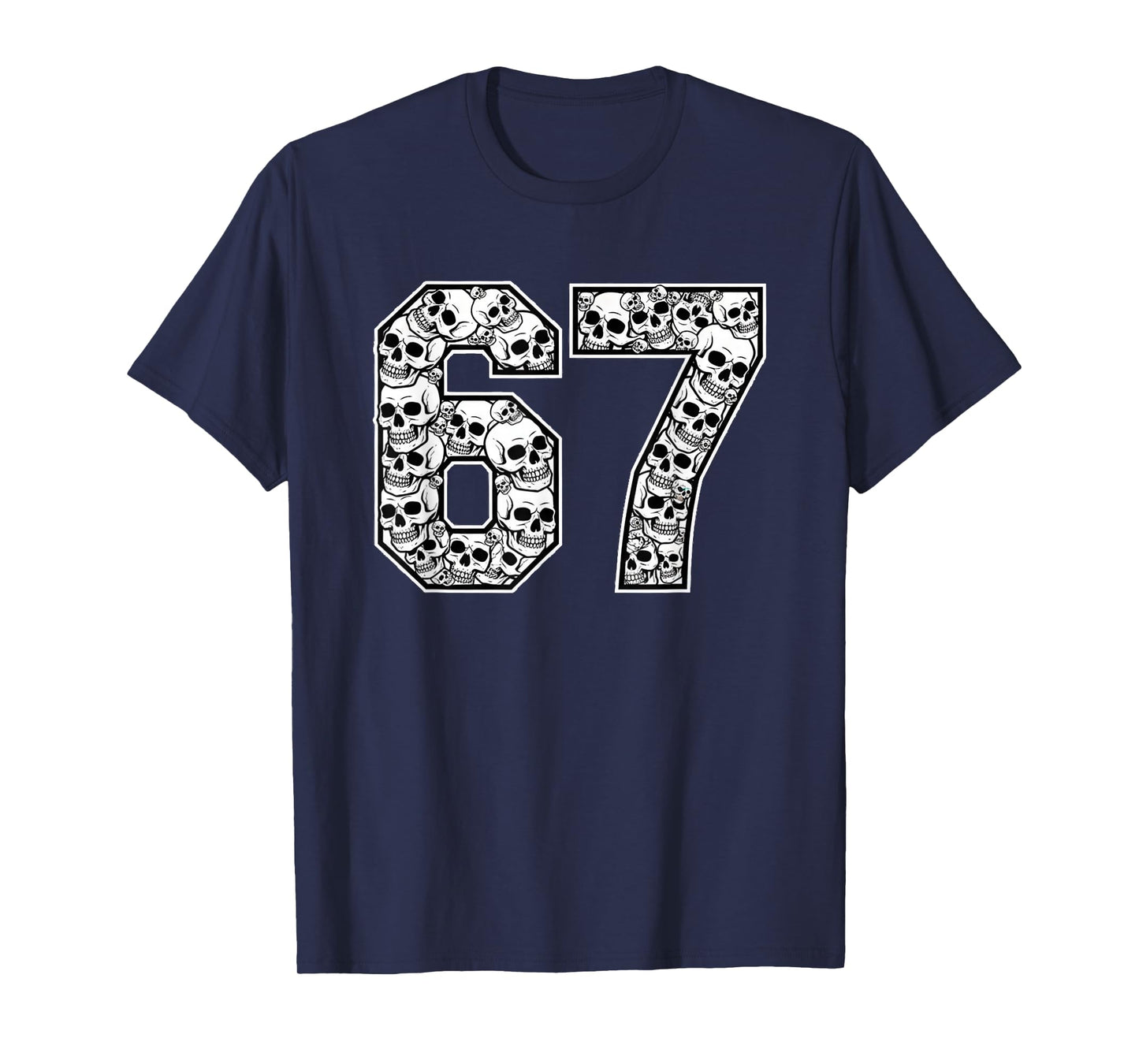 67 Meme Skull Pattern Graphic Halloween Number Art Gen Alpha T-Shirt