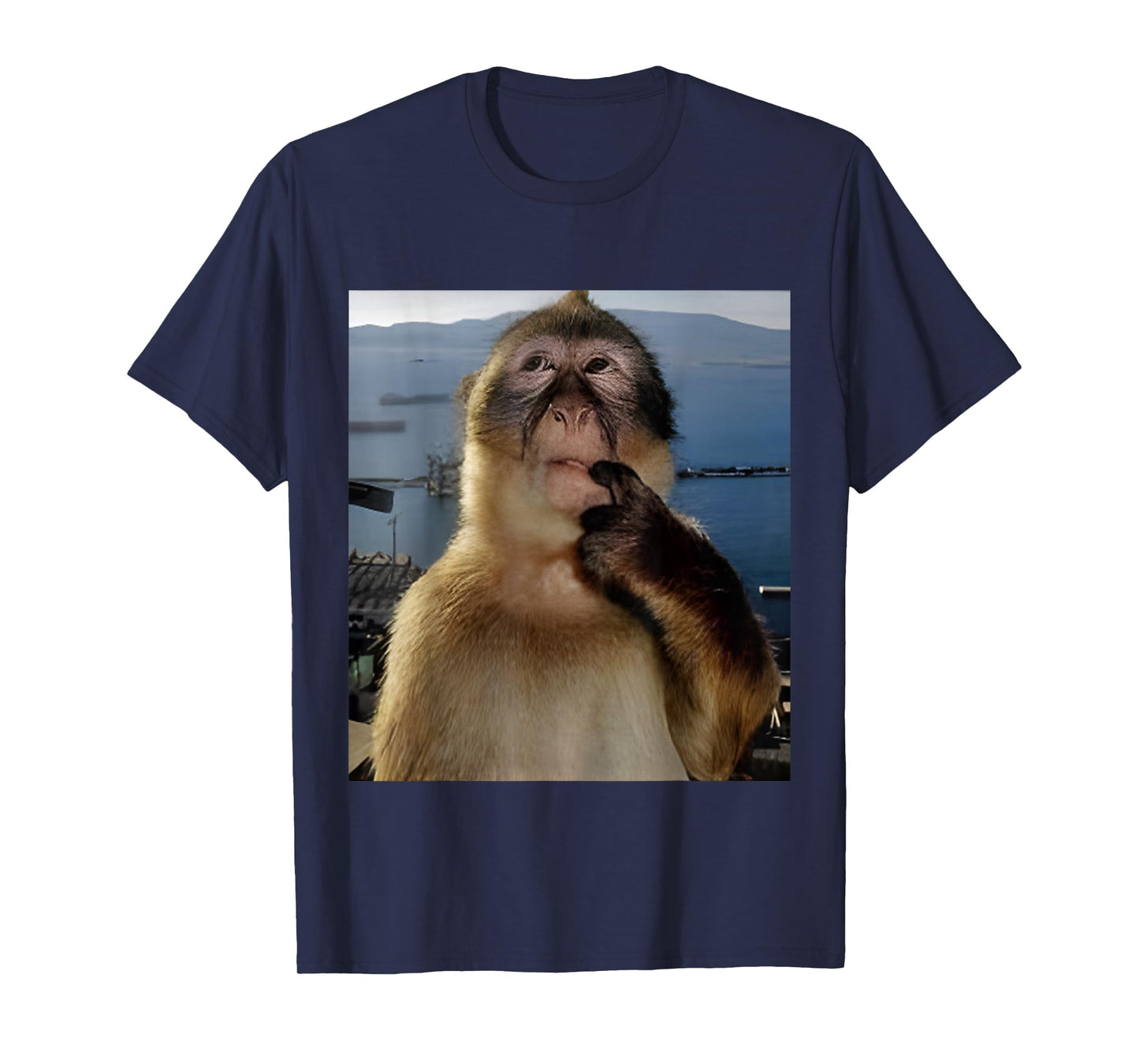 Funny Thinking Monkey Meme T-Shirt Curious Ape Brainrot Gift T-Shirt
