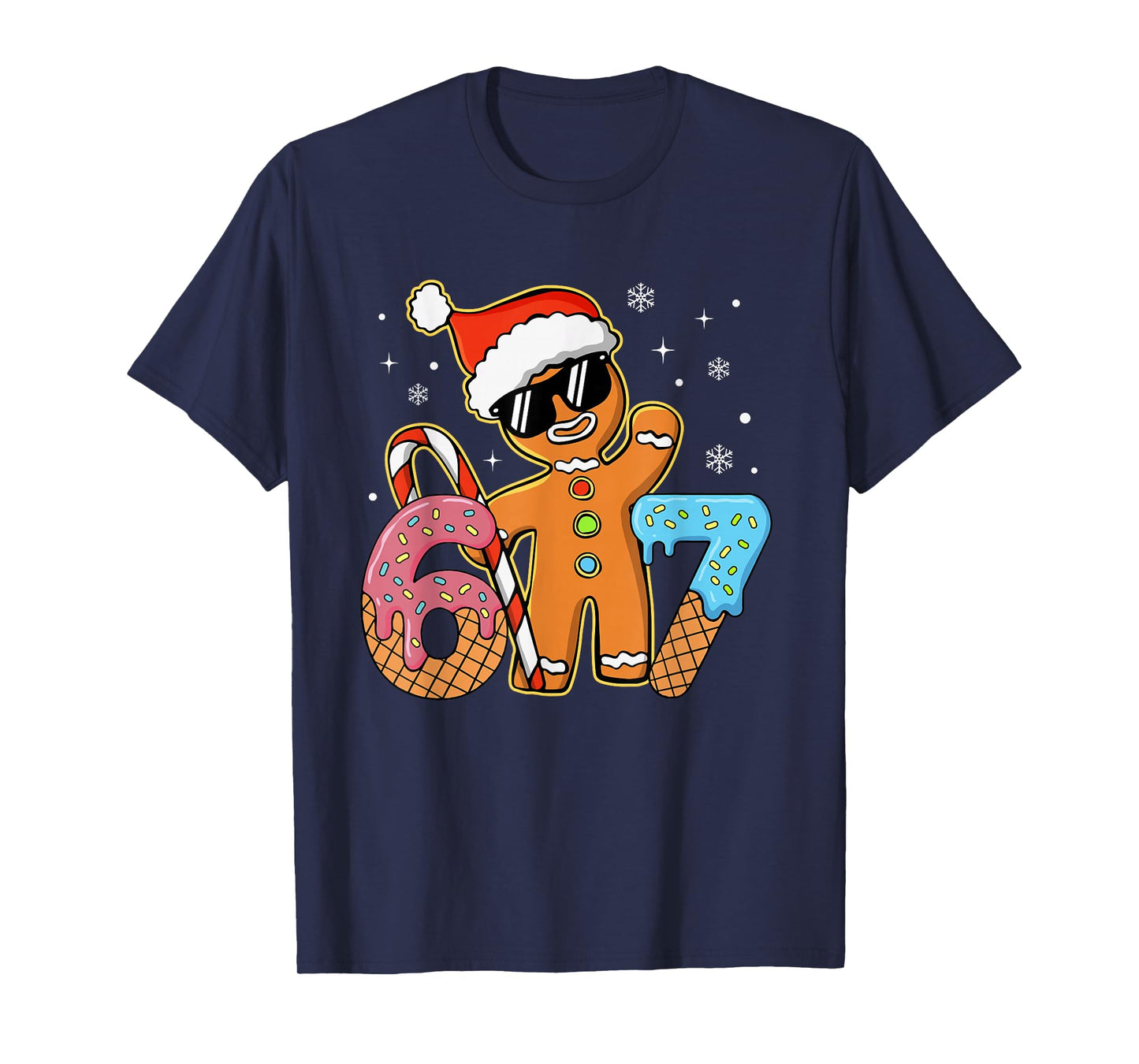 Funny Gingerbread Six Seven 67 Ice Cream Drip Christmas Boys T-Shirt