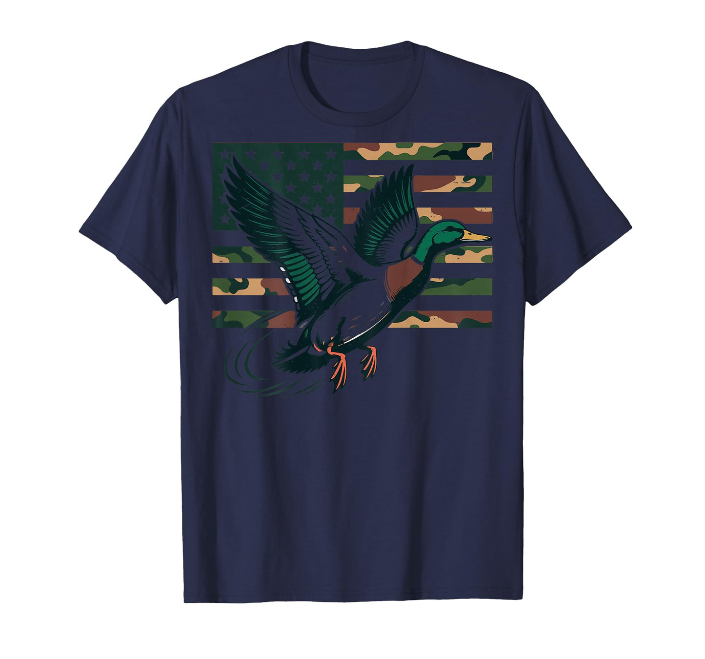 Youth Camo Mallard Duck Hunting Camouflage American Flag Kid T-Shirt