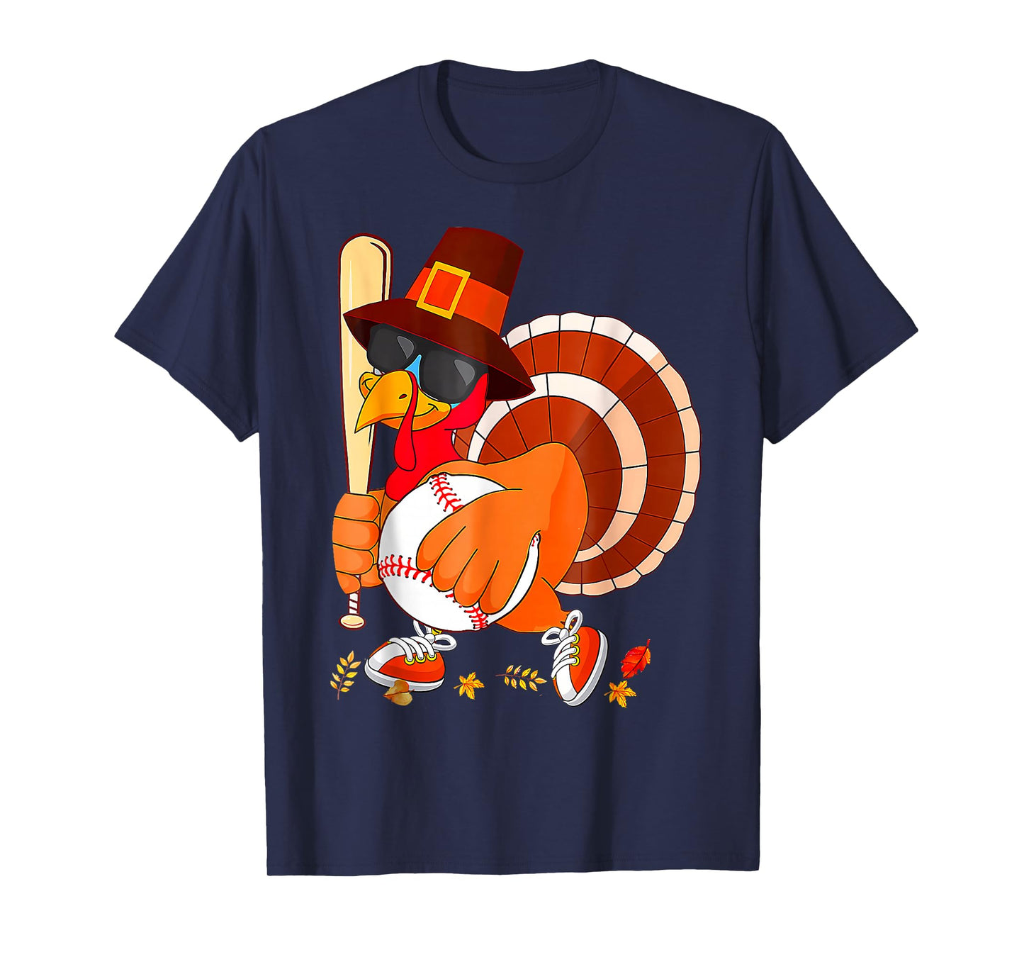 Turkey Playing Baseball Thanksgiving T-Shirt