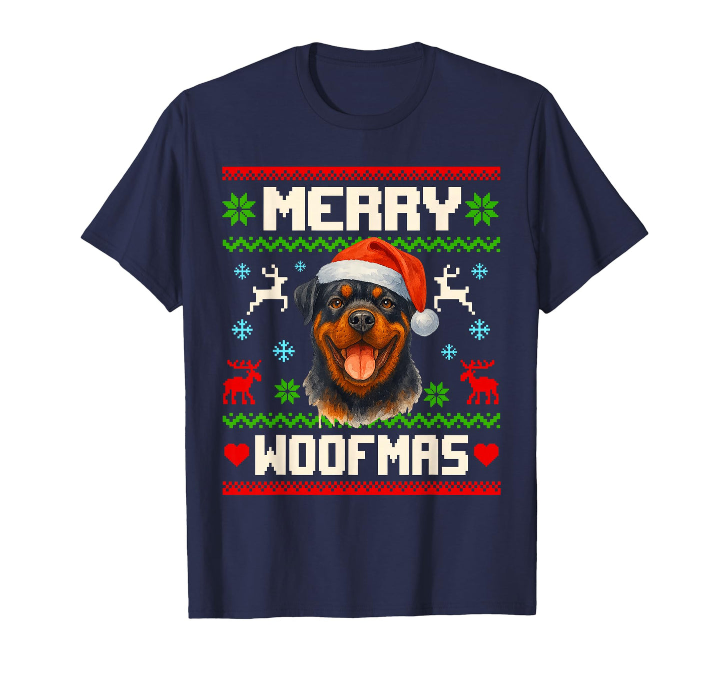 Rottweiler Dog Christmas Ugly Sweater Pet Dog Lover Xmas T-Shirt