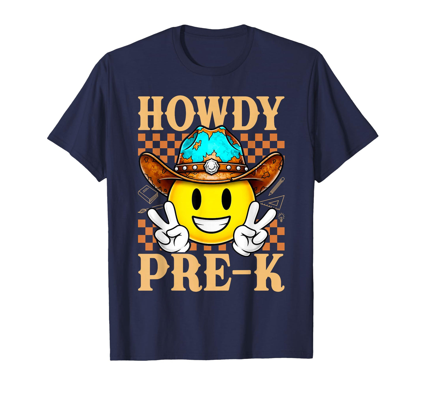 Howdy Pre-K Retro Cowboy Cowgirl Western Teacher Kids T-Shirt