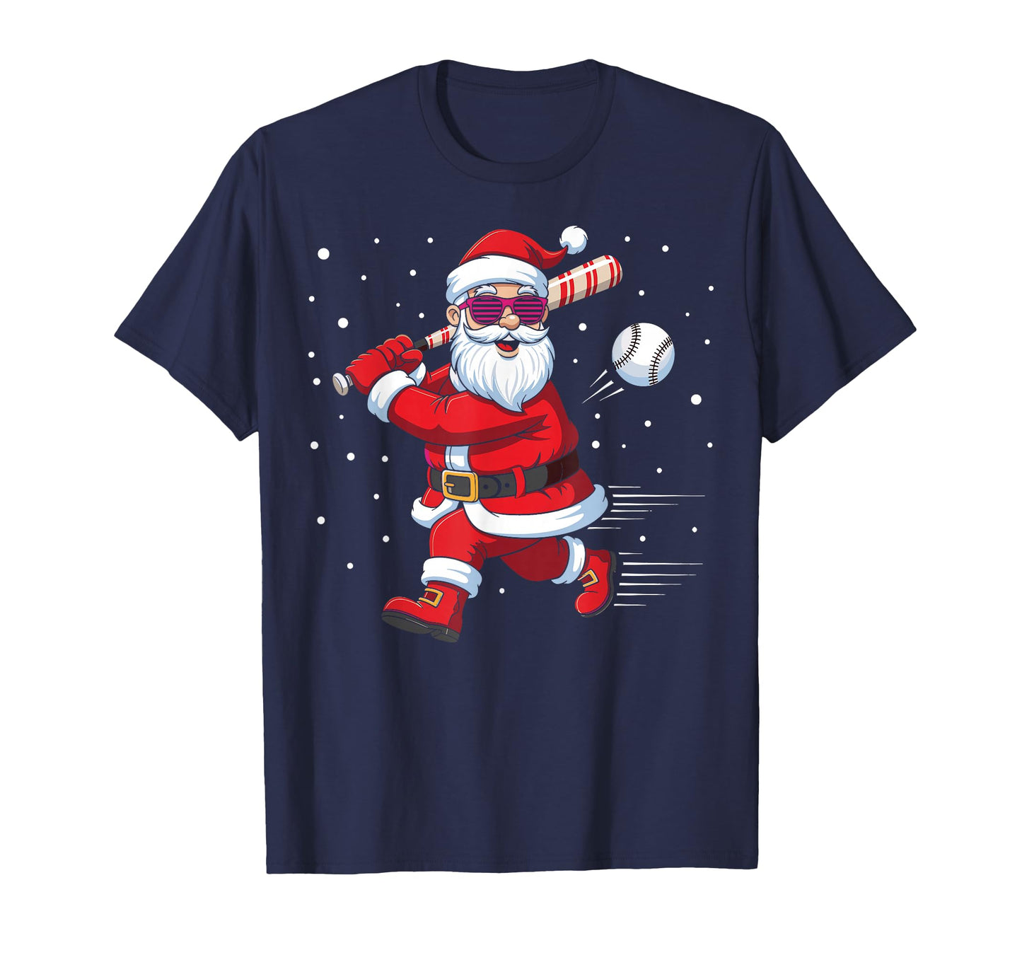 Santa Baseball Christmas Funny Pajamas Xmas Men Kids Boys T-Shirt