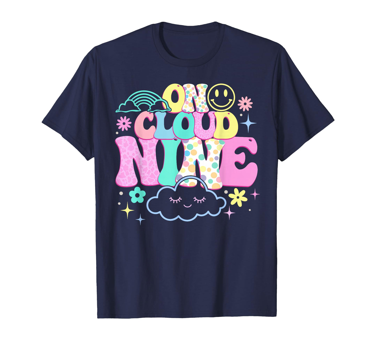 Groovy On Cloud Nine Bday 9th Birthday Girl 9 Year Old T-Shirt