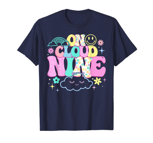 Groovy On Cloud Nine Bday 9th Birthday Girl 9 Year Old T-Shirt