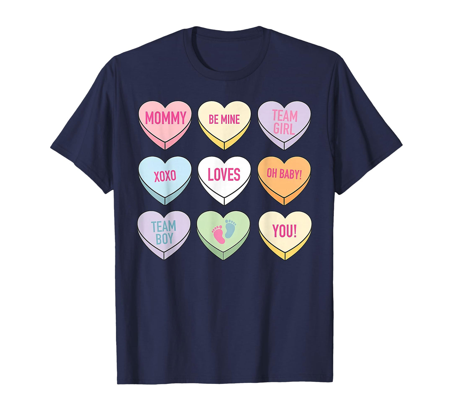 Valentines Gender Reveal Pink or Blue Mommy Candy Heart T-Shirt