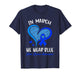 in March We Wear Blue Ribbon Colon Cancer Awareness Heart T-Shirt