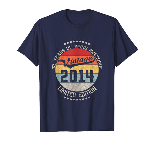 12th Birthday Gift Vintage Being Awesome 2014 12 Years Old T-Shirt