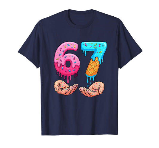 Six Seven Ice Cream Drip Kids Youth Funny 67 Hands Meme 6 7 T-Shirt