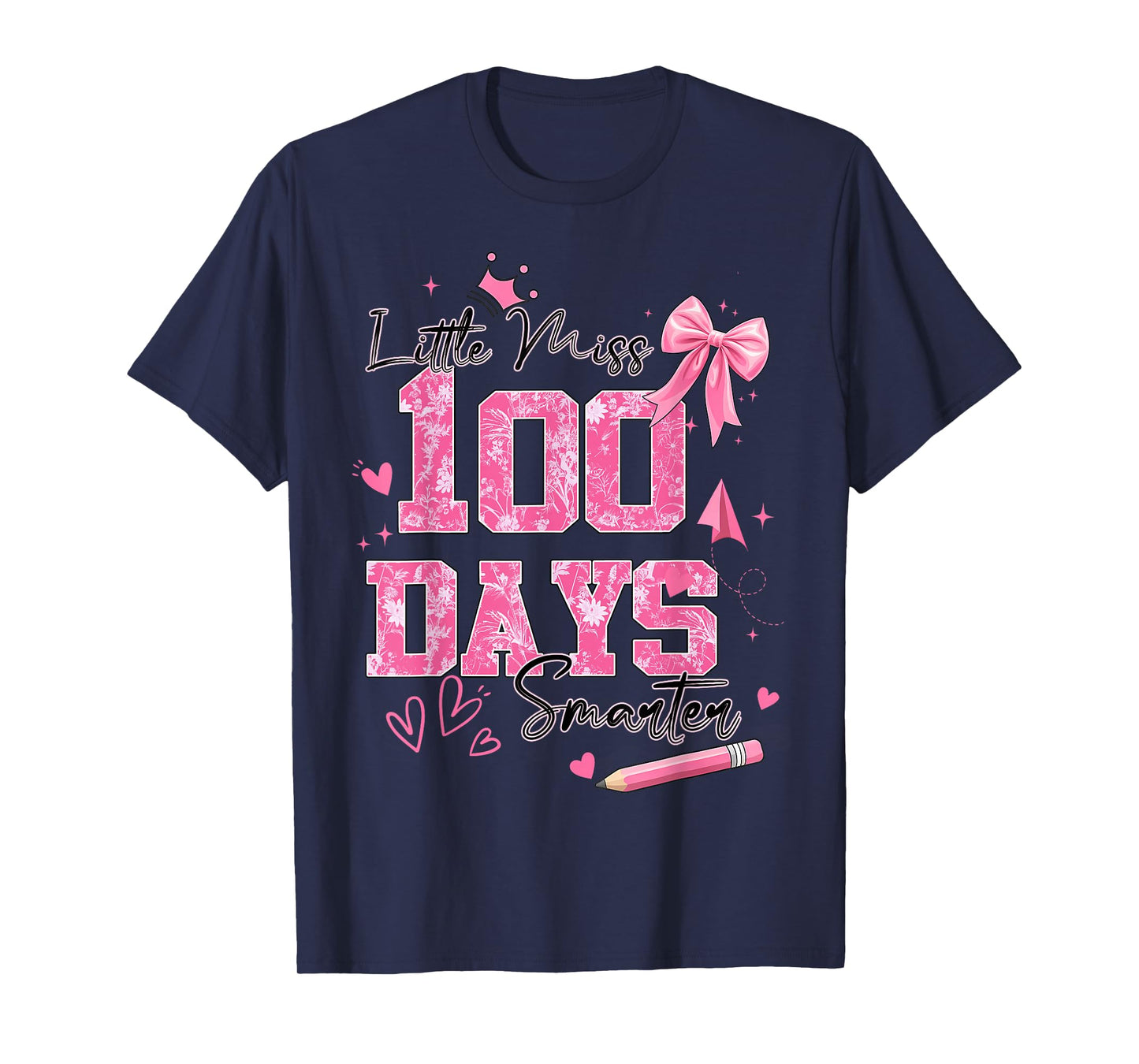 Little Miss 100 Days Smarter Kids Girls 100th Day of School T-Shirt