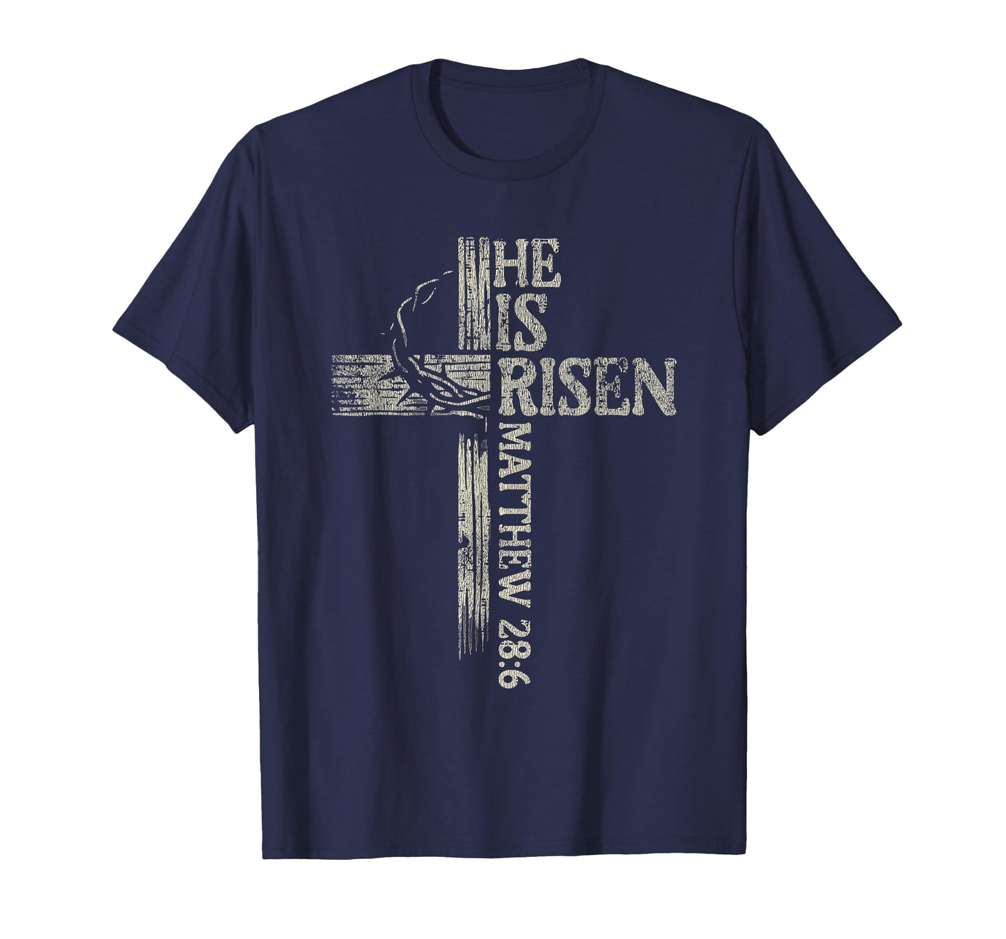 Vintage Retro Style Cross He is Risen Jesus Christian T-Shirt