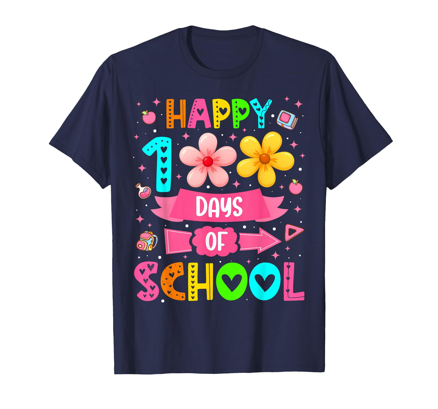 Happy 100 Days of School Floral 100th Days Teacher Girl T-Shirt