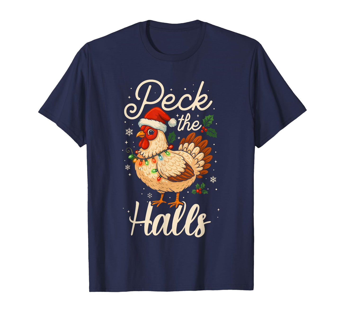Funny Christmas Chicken Pajamas Shirt, Peck The Halls T-Shirt