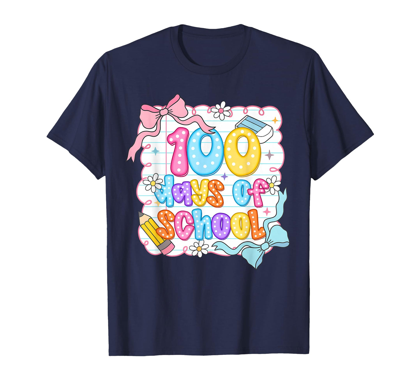 Preppy 100th Day of School Teacher Kid 100 Days Coquette Bow T-Shirt
