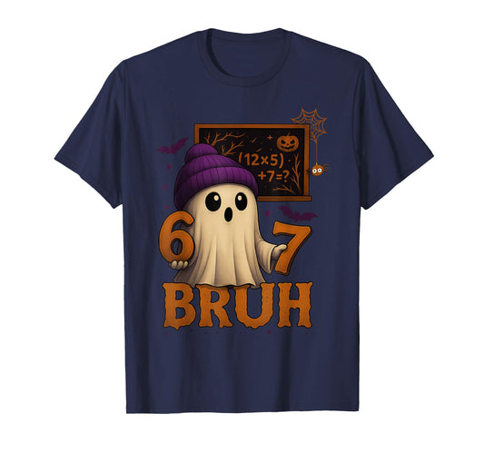 Funny Math Ghost 67 Bruh Halloween Meme Teacher Equation T-Shirt