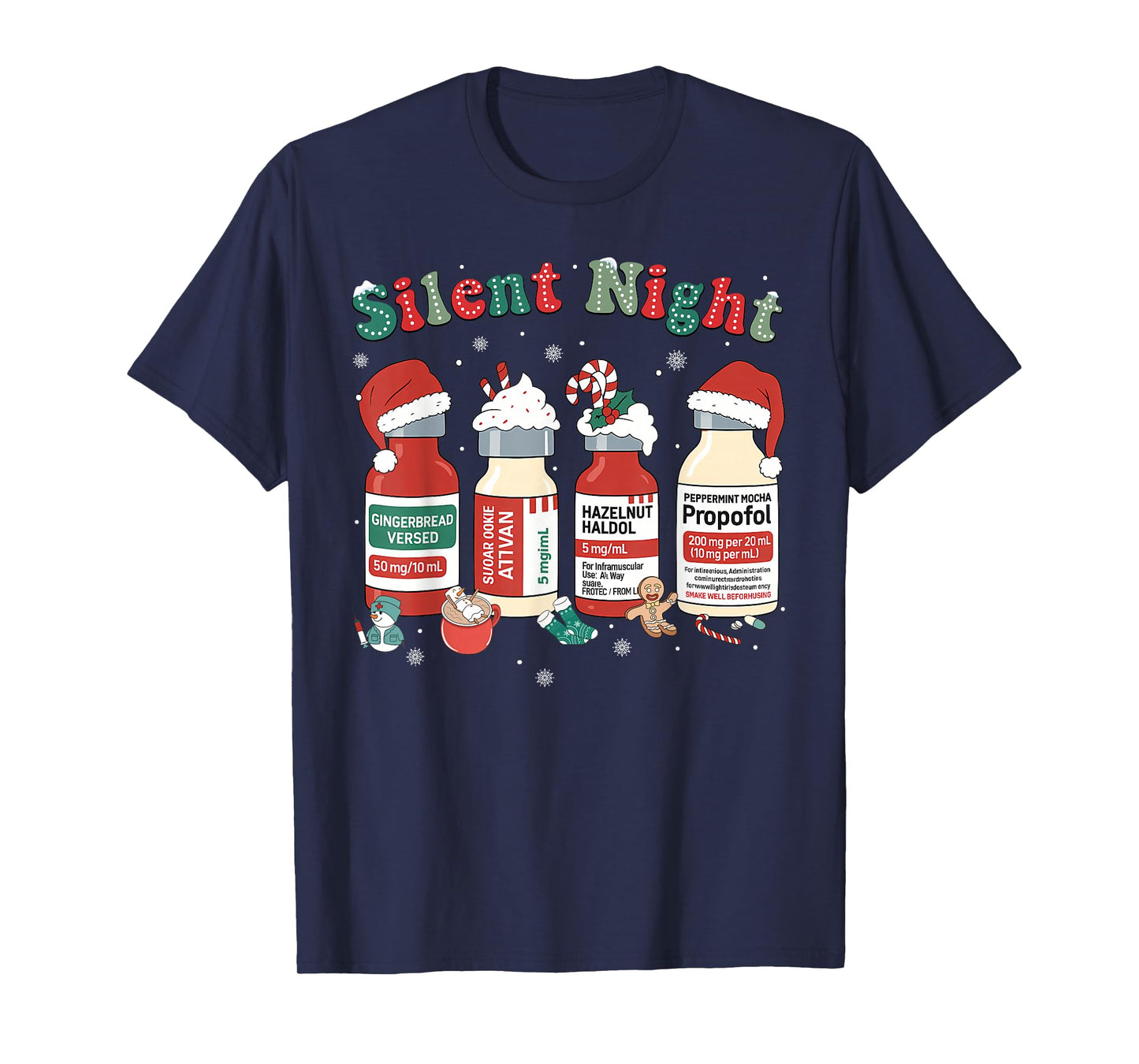 Funny Santa Propofol Silent Night ICU Nurses Merry Christmas T-Shirt