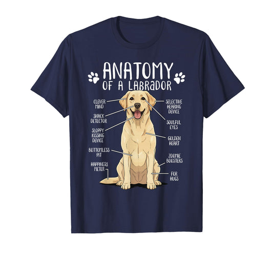 Funny Anatomy Labrador Retriever Yellow Lab Dog Owner T-Shirt