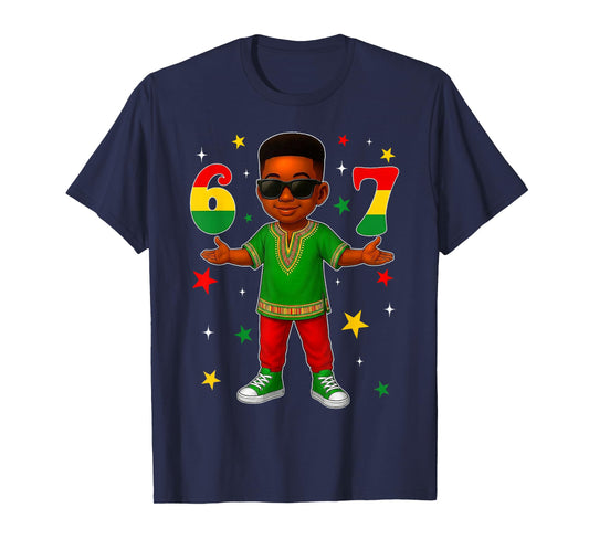 67 Bruh Black History Month 6 7 Meme Afro Boys Kids T-Shirt