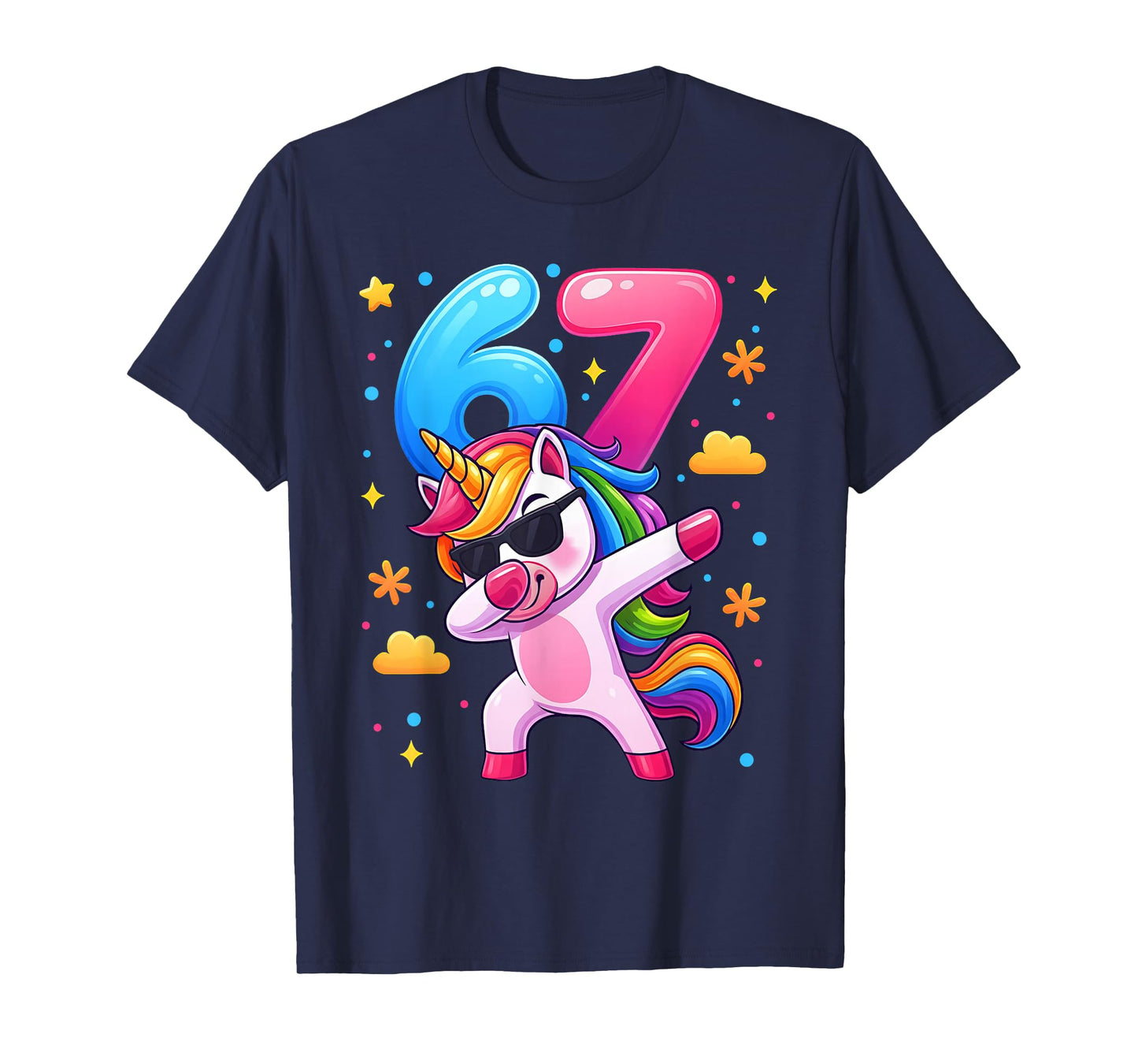 Girls 6 7 Unicorn Dab Number 67 Six Seven Meme Youth Kids T-Shirt
