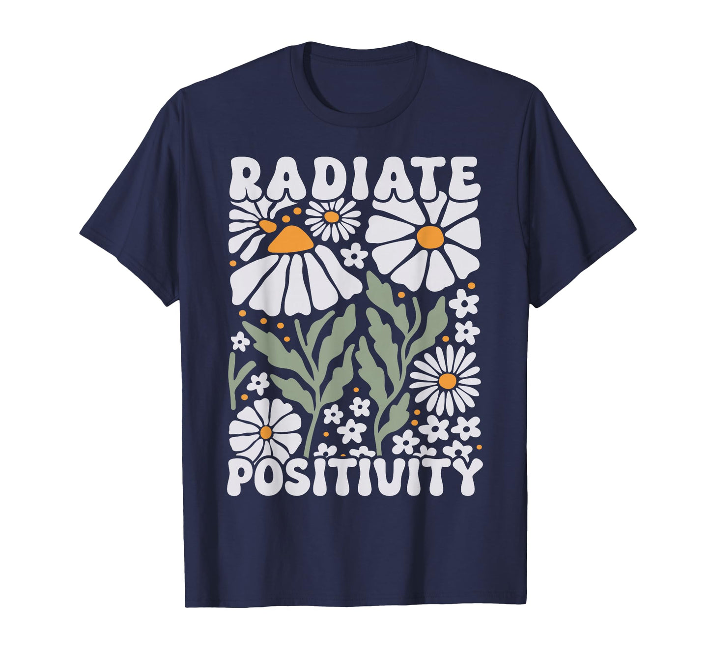 Radiate Positivity Cute Wildflowers Groovy Boho Flower T-Shirt