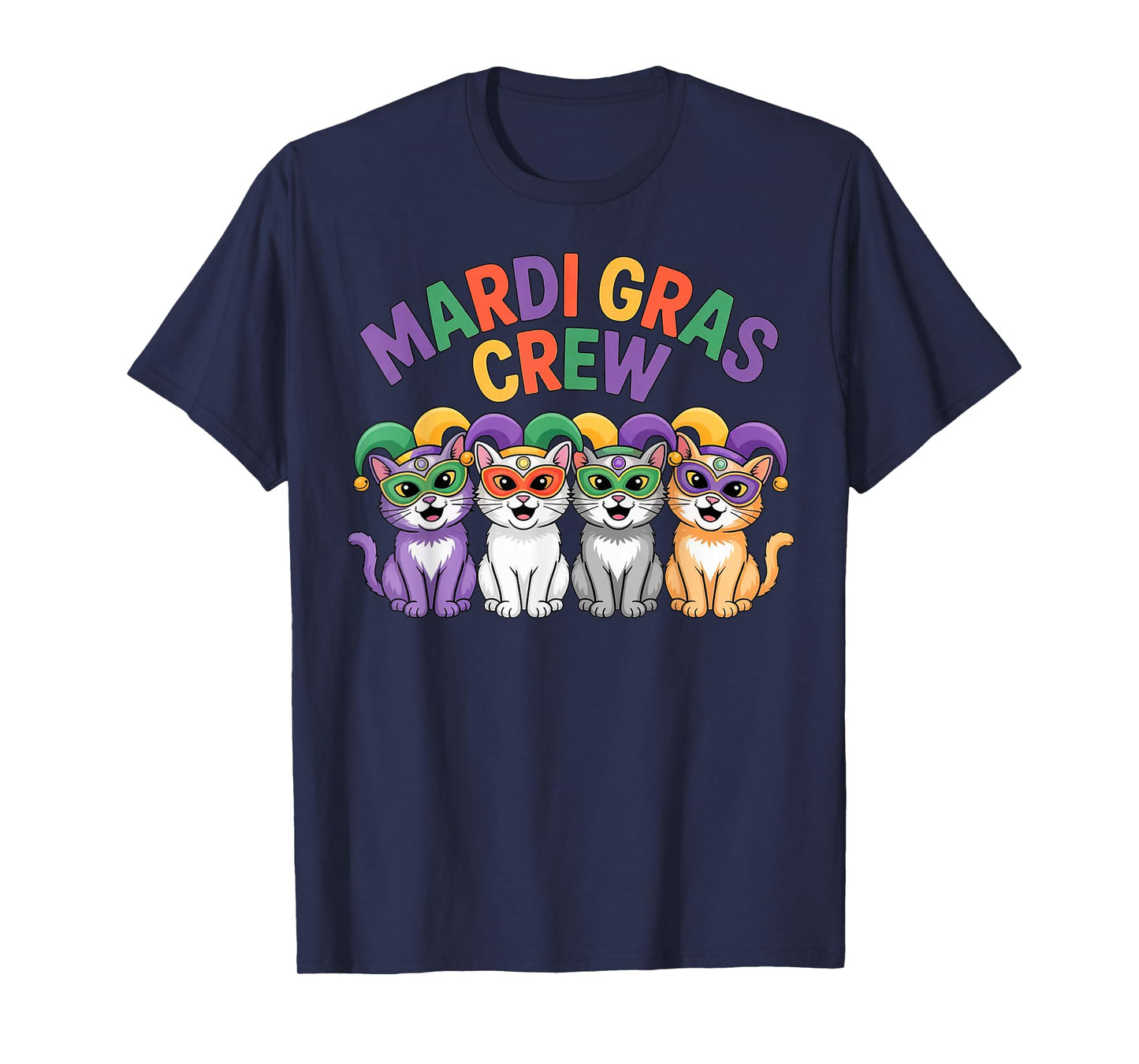 Mardi Gras Crew Cat Mask Party Art Design T-Shirt