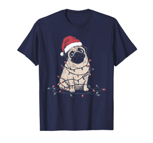 Funny Pug Christmas Graphics Dog Lights Lover Owner T-Shirt