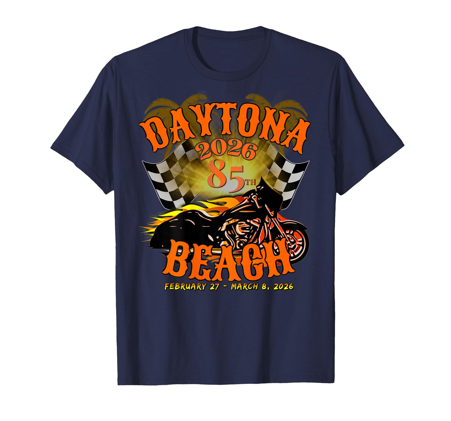 2026 Daytona Beach, Florida, 85th Anniversary Art On Back T-Shirt