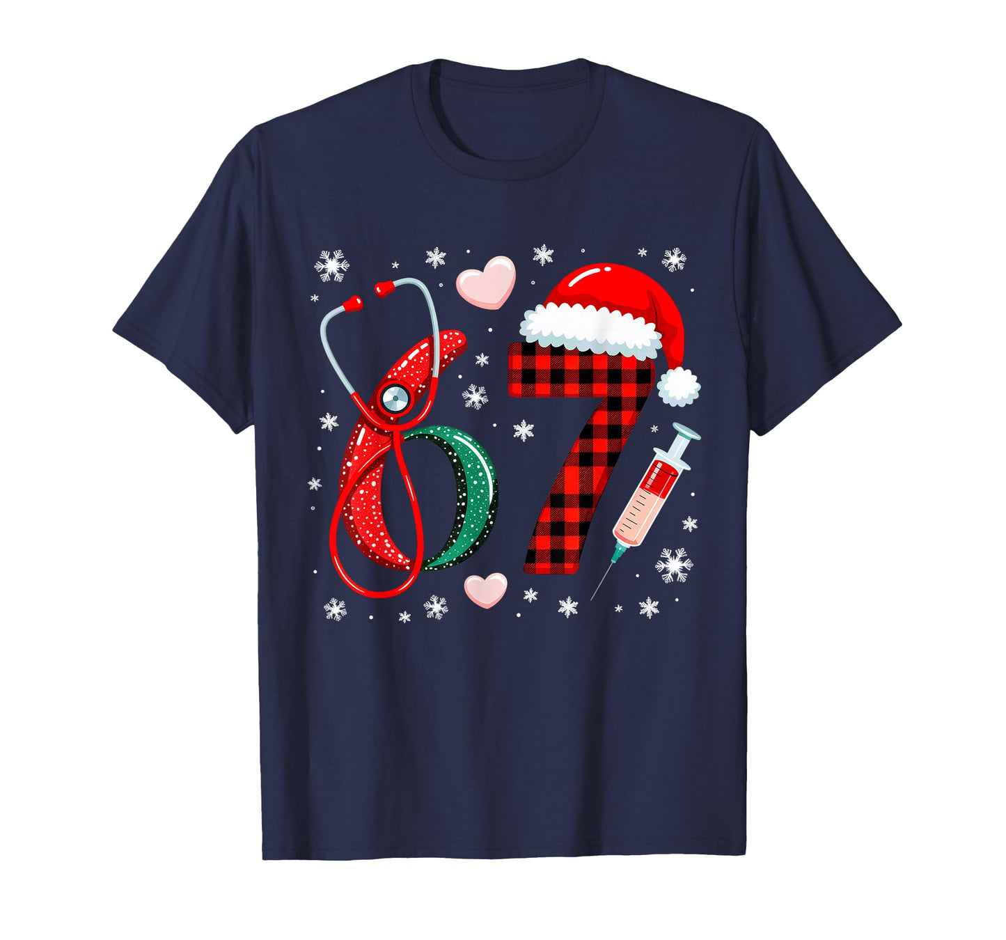 Funny 67 Meme Nurse Six Seven Nursing Festive Christmas T-Shirt