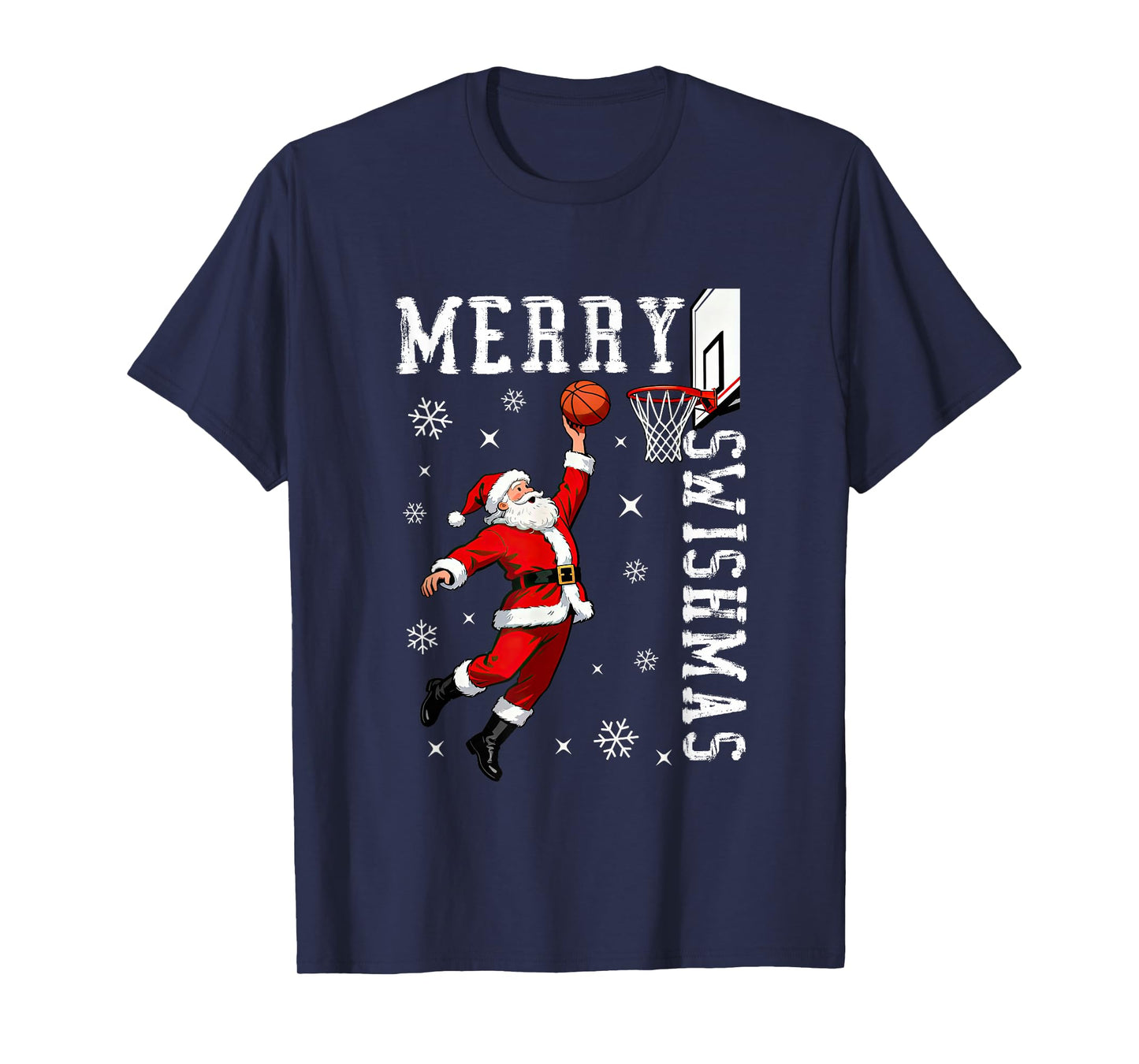 Merry Swishmas Santa Playing Basketball Christmas Men Boys T-Shirt