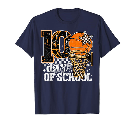 100 Days of School Boys Kids 100th Day of School Basketball T-Shirt