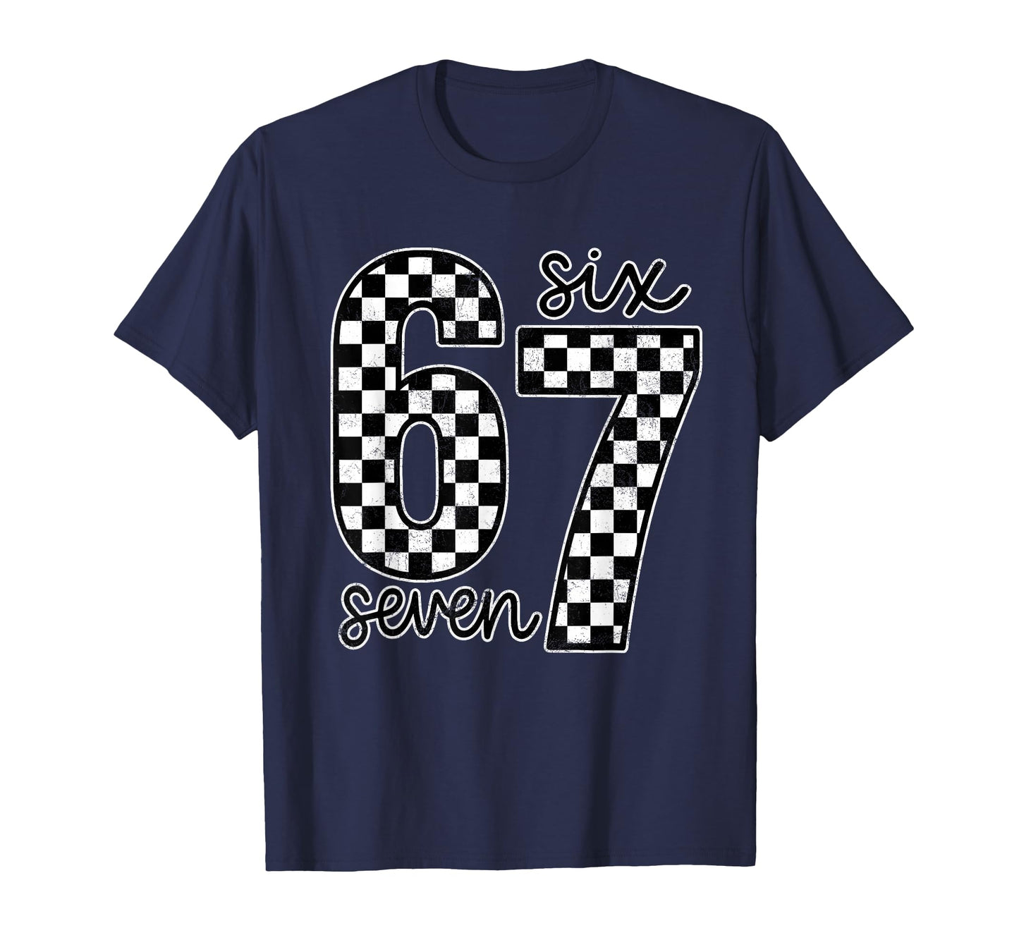 Funny Six Seven 67 Checkered Meme Cool Design for Boys Kids T-Shirt