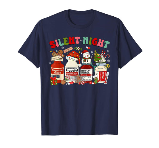 Xmas Nurses Funny Silent Night Christmas ICU Nurse Propofol T-Shirt