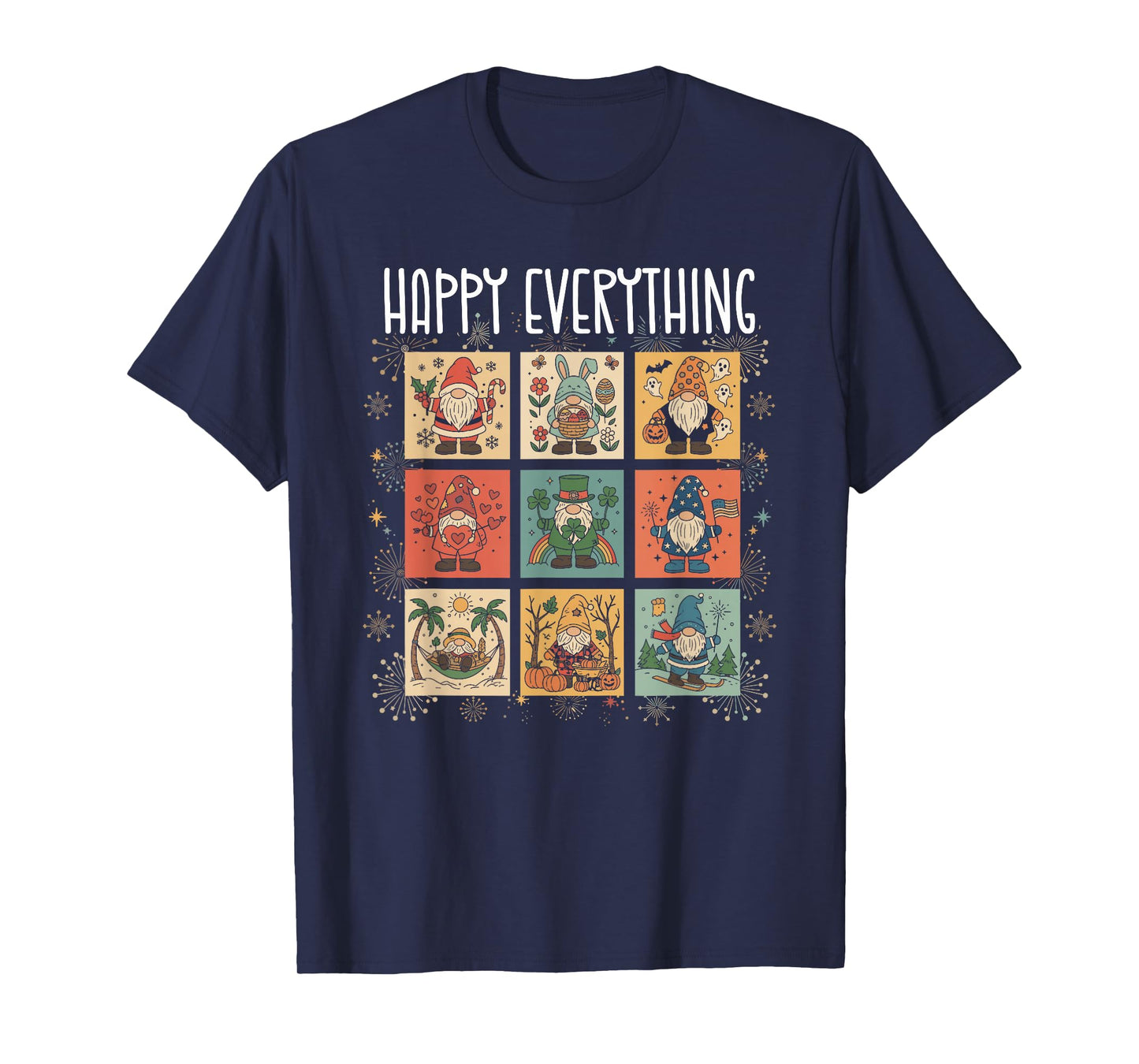 Whimsical Gnome Holiday Collage Happy Everything Christmas T-Shirt