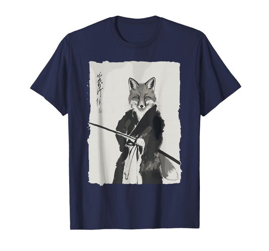 Samurai Fox Shirts for Women Men Vintage Graphic Japanese T-Shirt