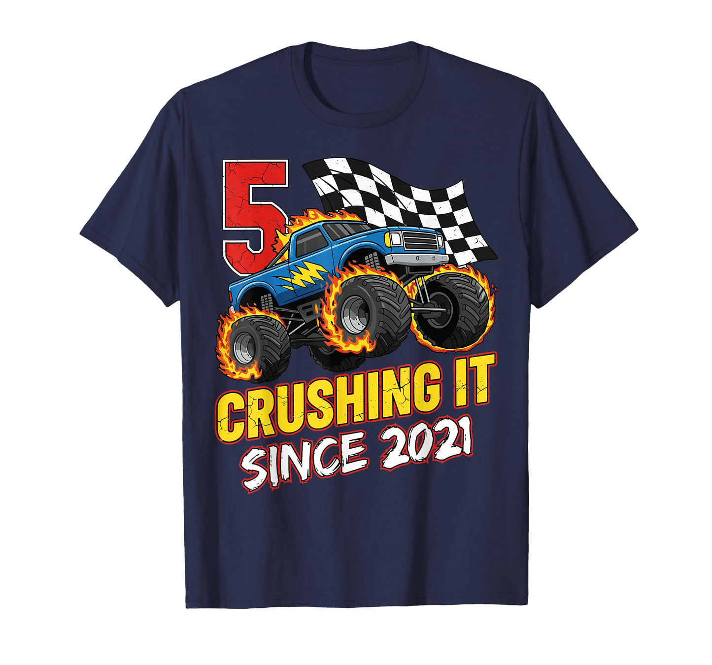 Birthday Monster Truck 5 Year Old Boys 5th Party Born 2021 T-Shirt