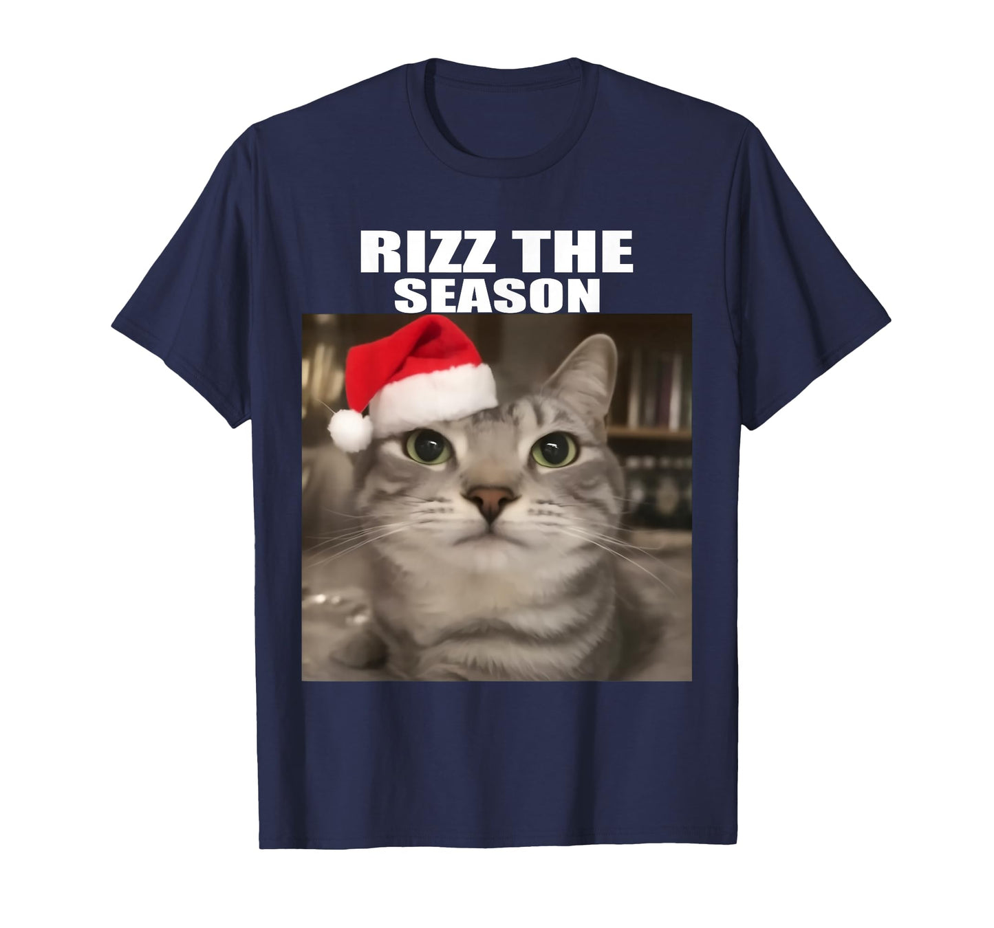 Rizz The Season Funny Christmas Pajamas Cat Meme Brainrot T-Shirt
